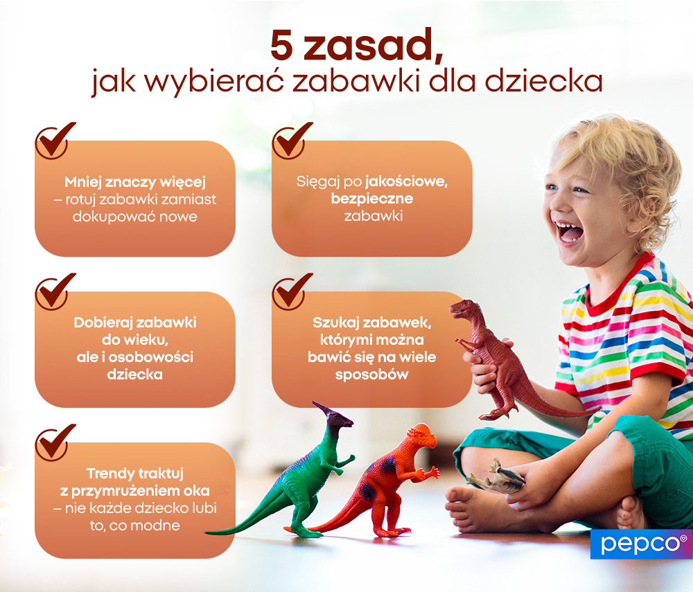 5 zasad, jak wybierać zabawki dla dziecka - infografika