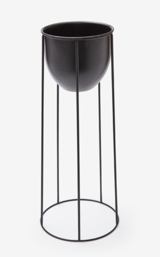 Kwietnik metalowy, kolor czarny, wymiary: ø 25 cm, wys. 55 cm