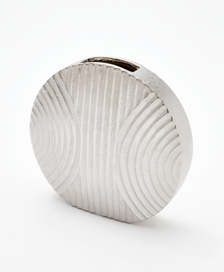Wazon ceramiczny, kolor srebrny, wymiary: 25 x 23,5 cm