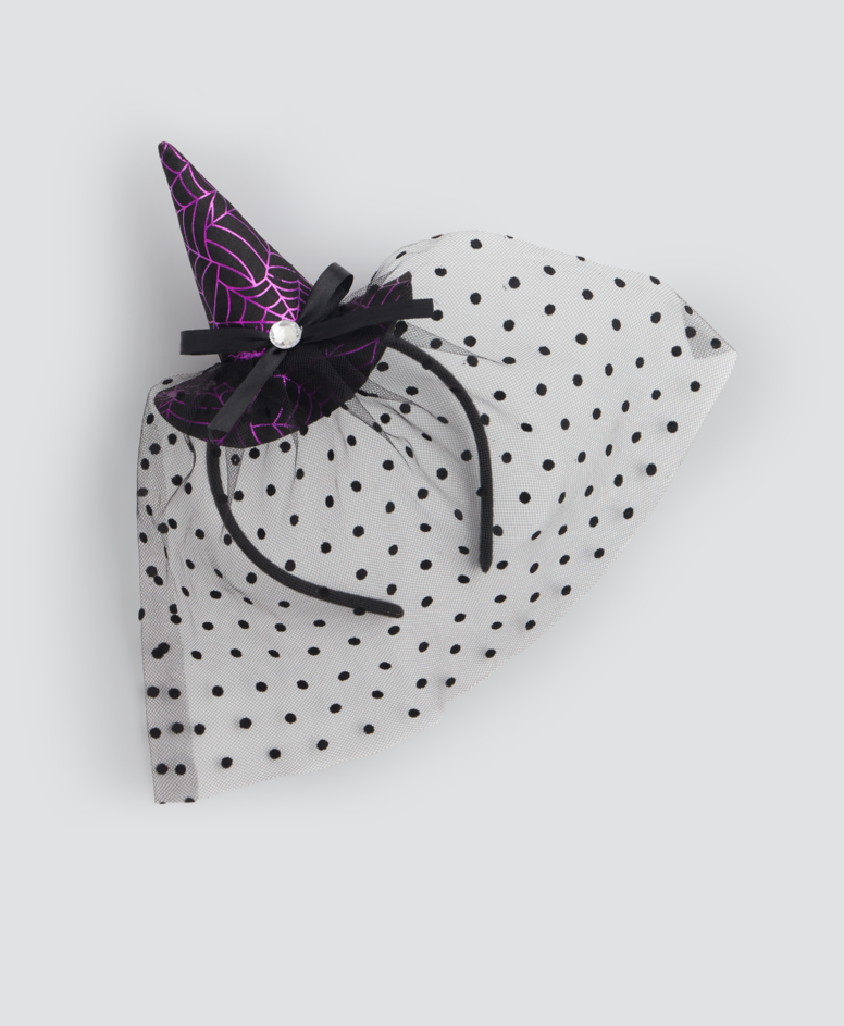 Opaska na głowę na Halloween z kapeluszem, kolor czarny, wymiary: 25,5 x 16 cm