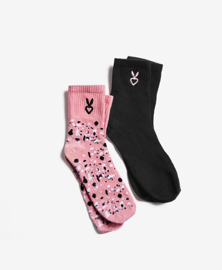 Komplet 2 para ženskih čarapa, roze i crne boje, veličine: 35-38, 39-42