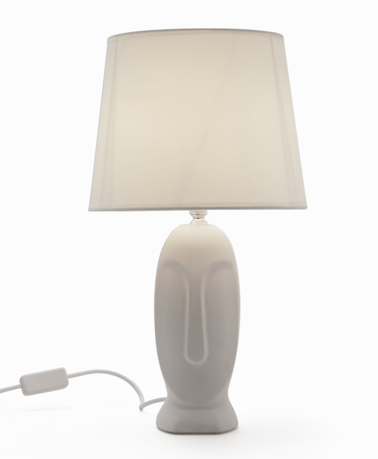Lampa stołowa, kolor biały, wys. podstawy ok. 30 cm, wys. z abażurem ok. 47 cm