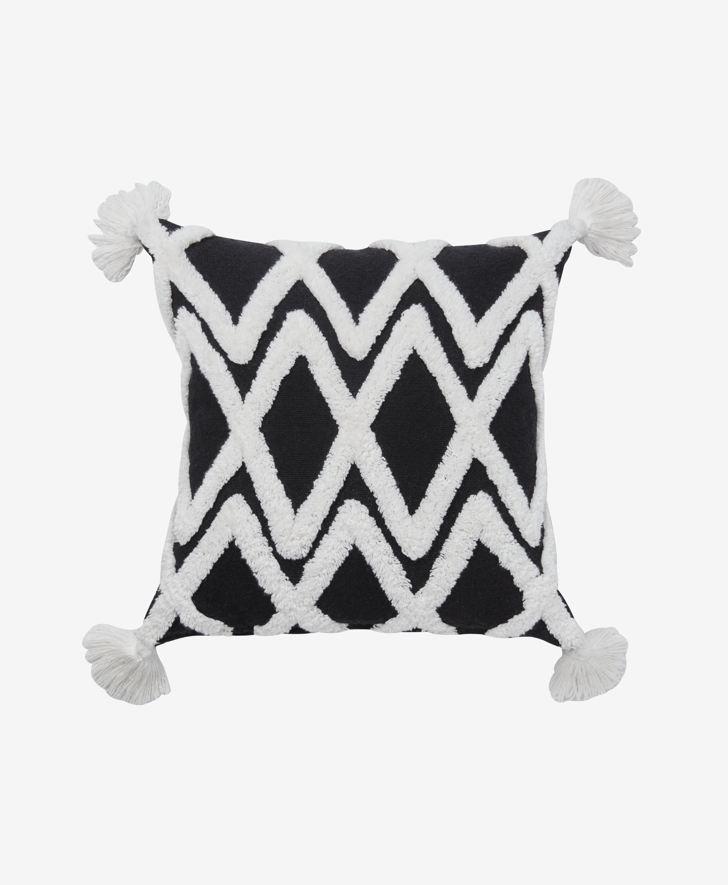 Dekorativni jastuk sa belim pletenim dezenom, crna, bela, 45 x 45 cm