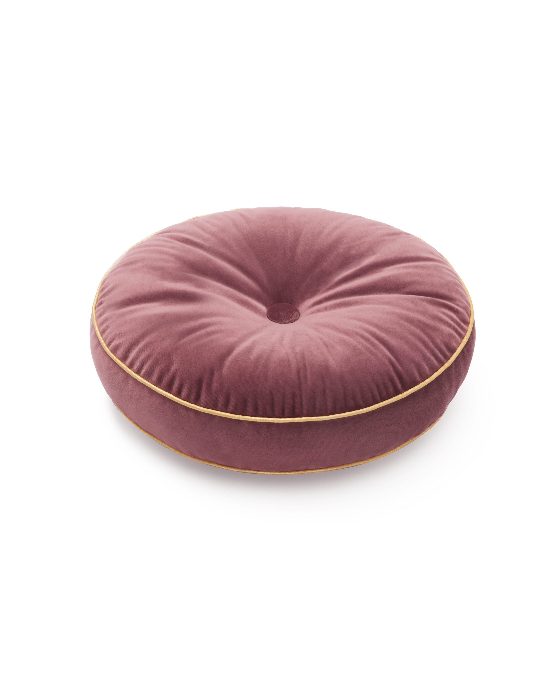 Aksamitna okrągła poduszka ze złotym brzegiem, kolor brązowy, ⌀ 45 cm