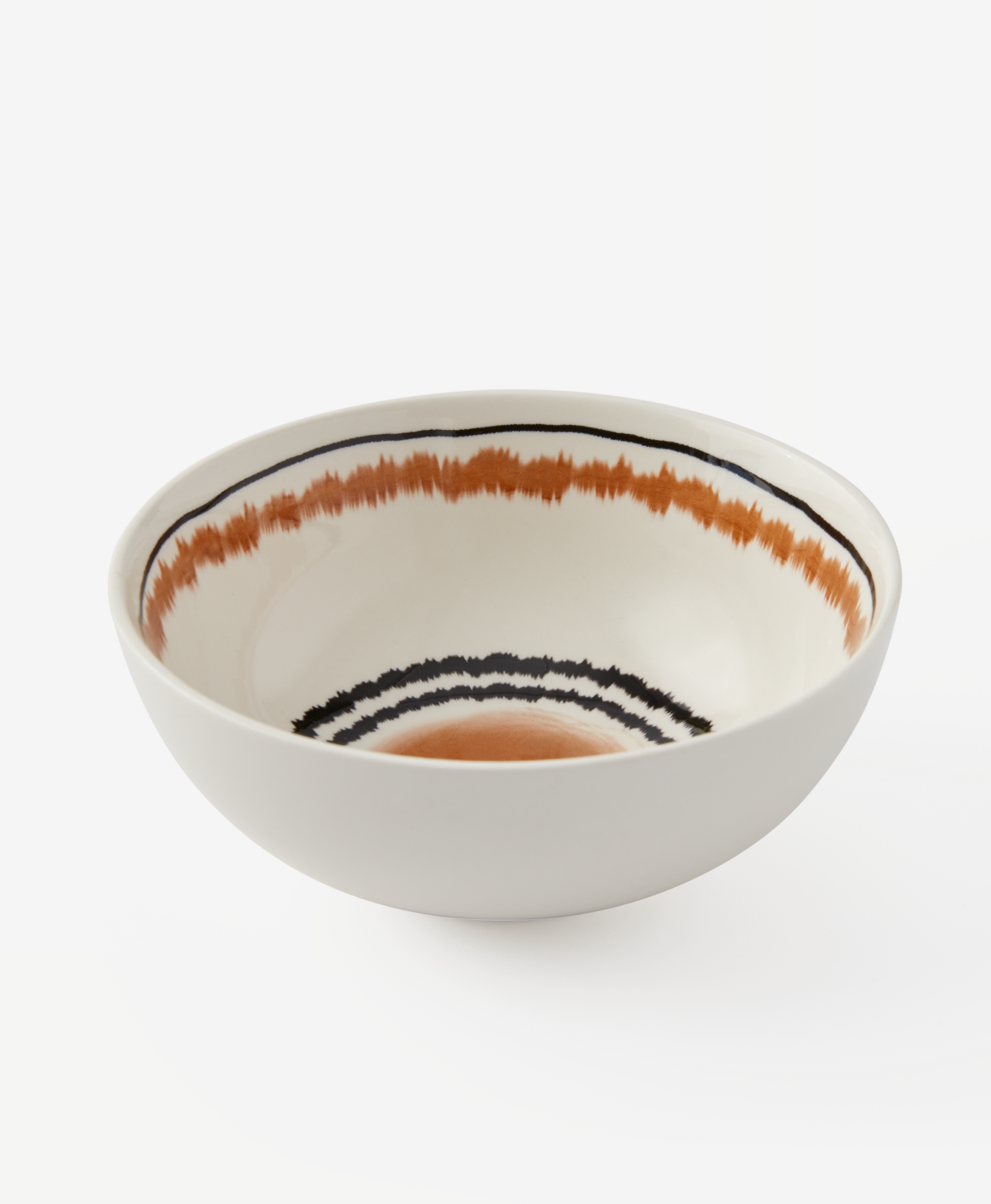 Keramikschüssel mit Muster, weiß, braun, Ø 16,5 cm