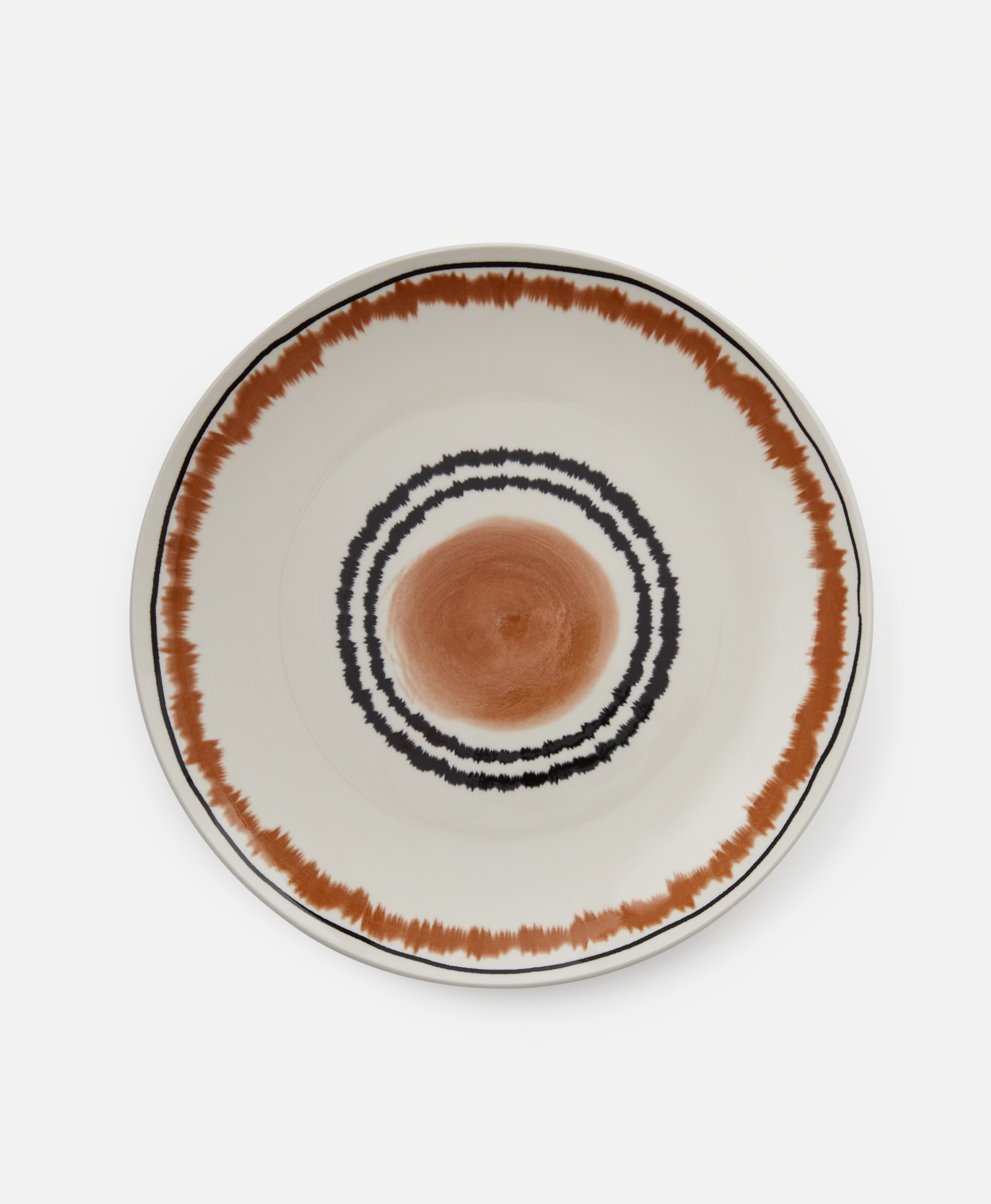 Keramikteller mit Muster, weiß, braun, Ø 26,5 cm
