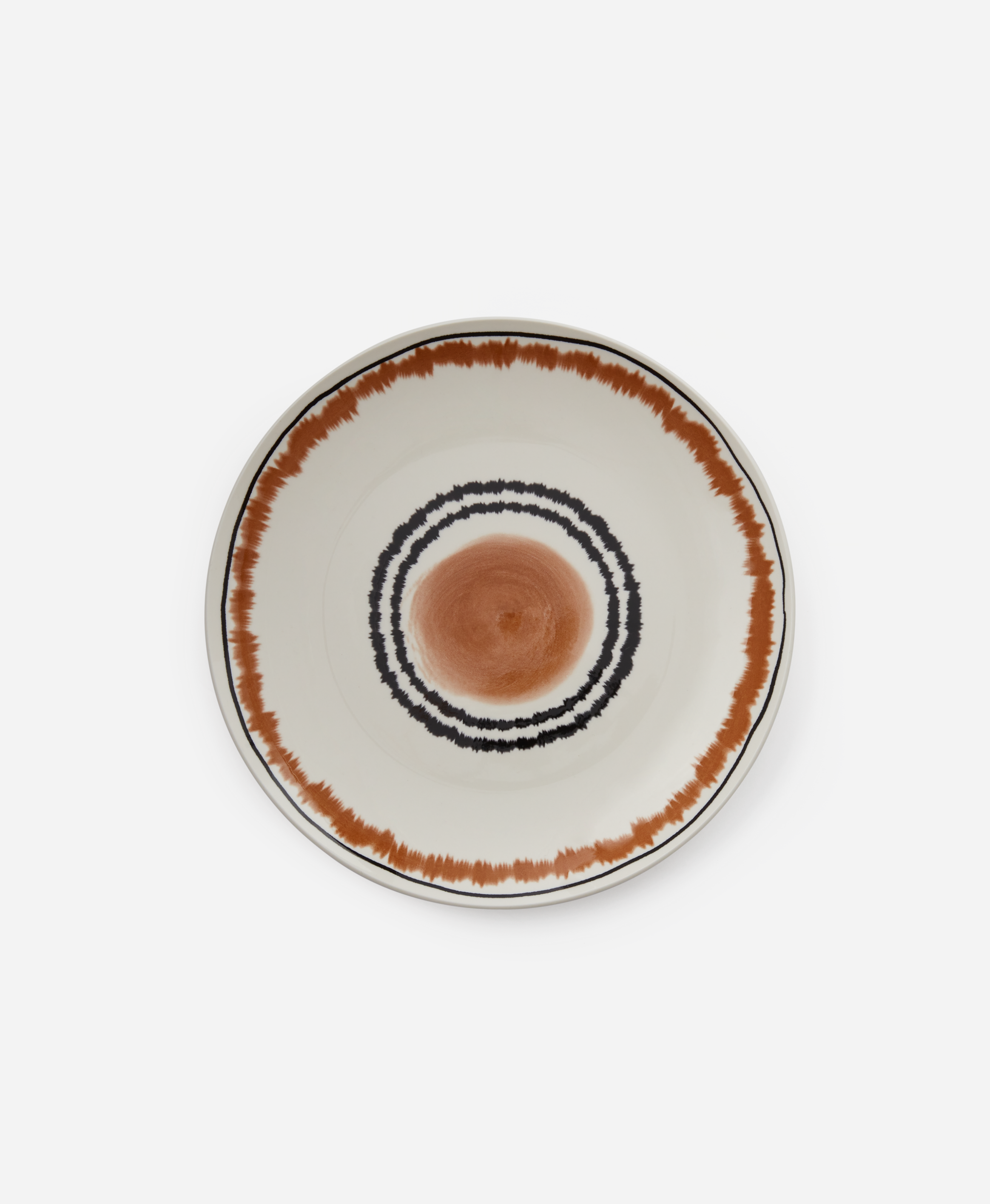 Keramik-Dessertteller mit Muster, weiß, braun, Ø 18,7 cm