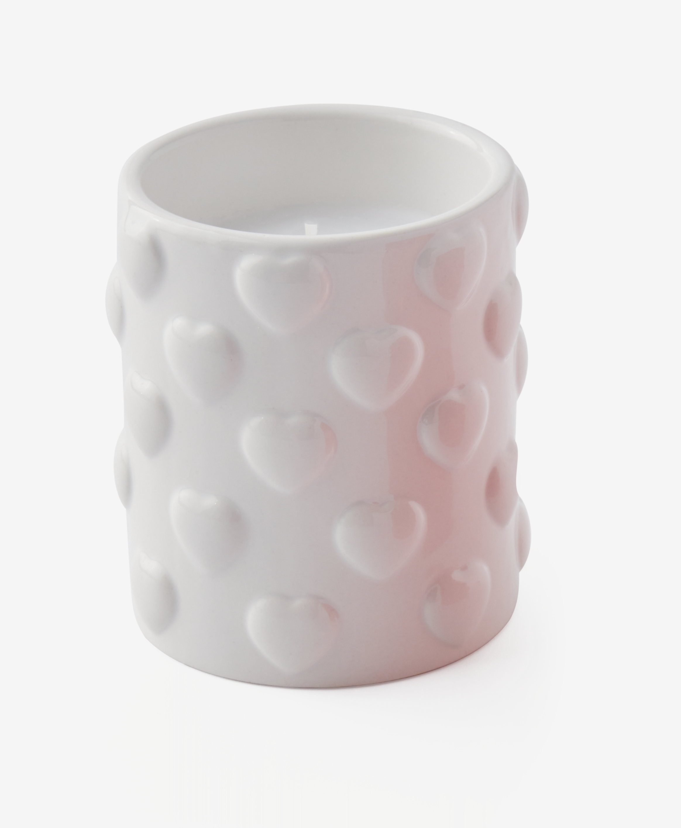 Kerze aus Keramik, weiß, ø 8,5 cm, Höhe: 10 cm