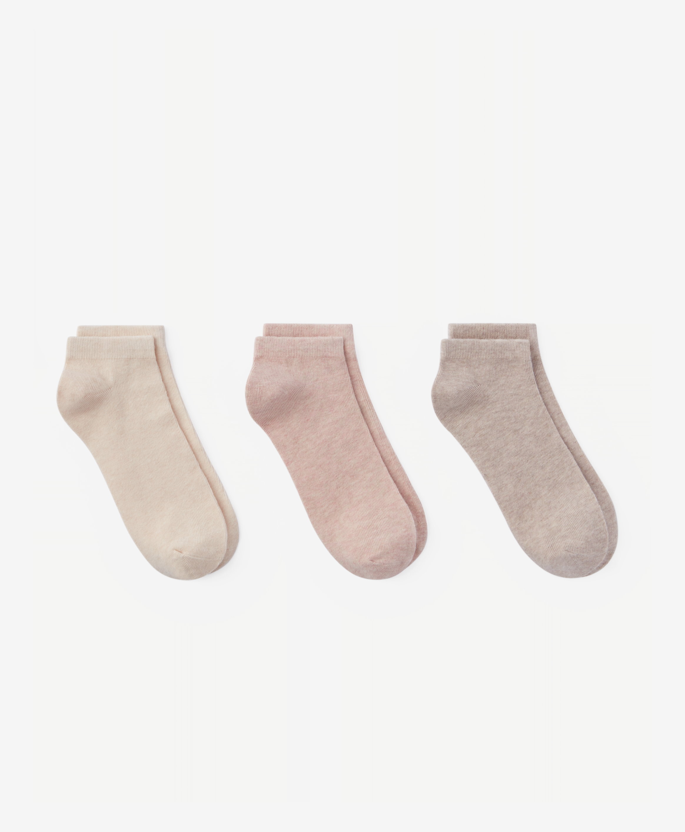 3er-Pack Socken für Damen, beige, rosa, 35-42 cm