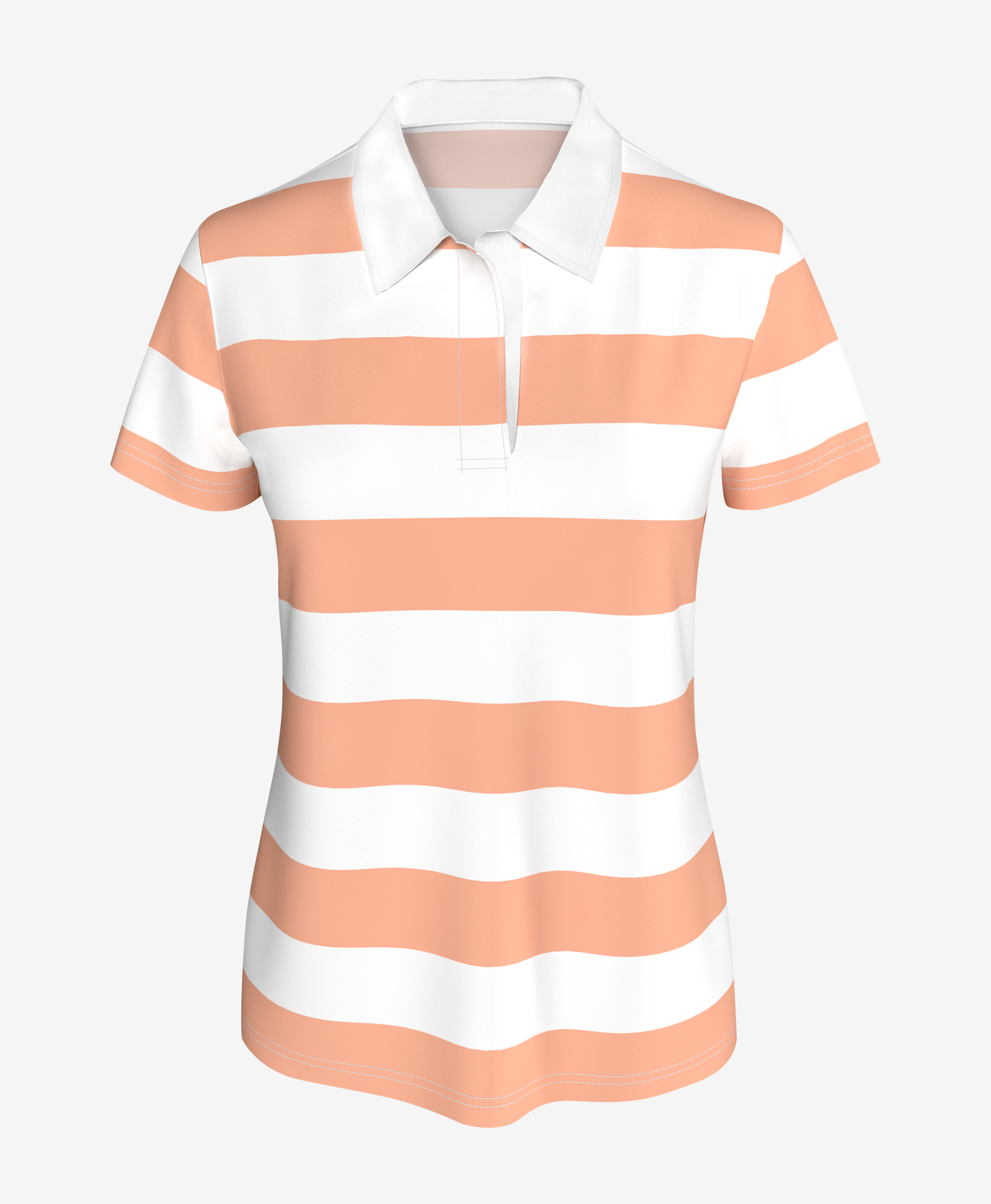 Damska koszulka typu polo w paski, kolor biały, łososiowy, S-XXL