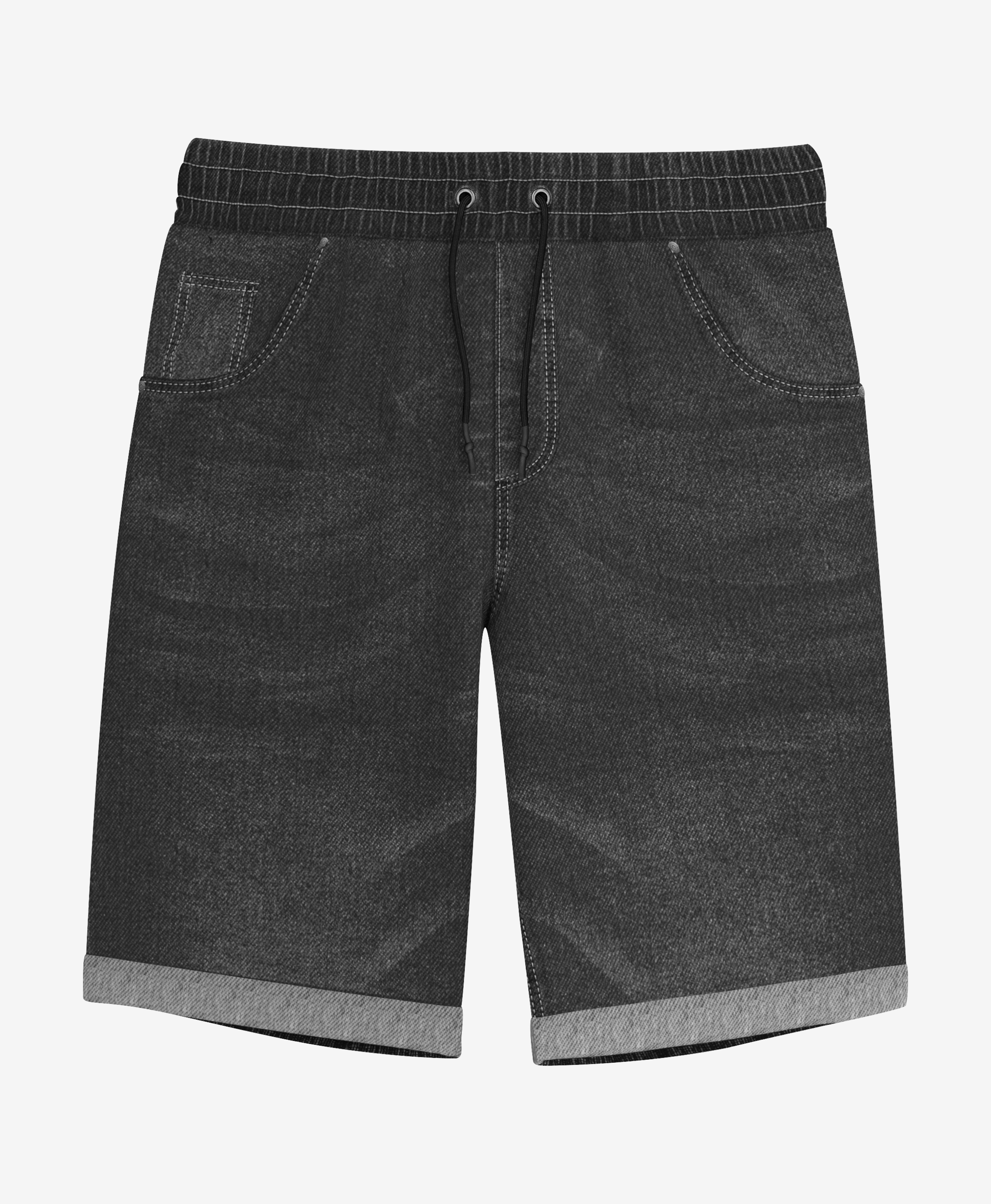 Męskie szorty z gumą w pasie jeansowe, kolor czarny, S-XXL