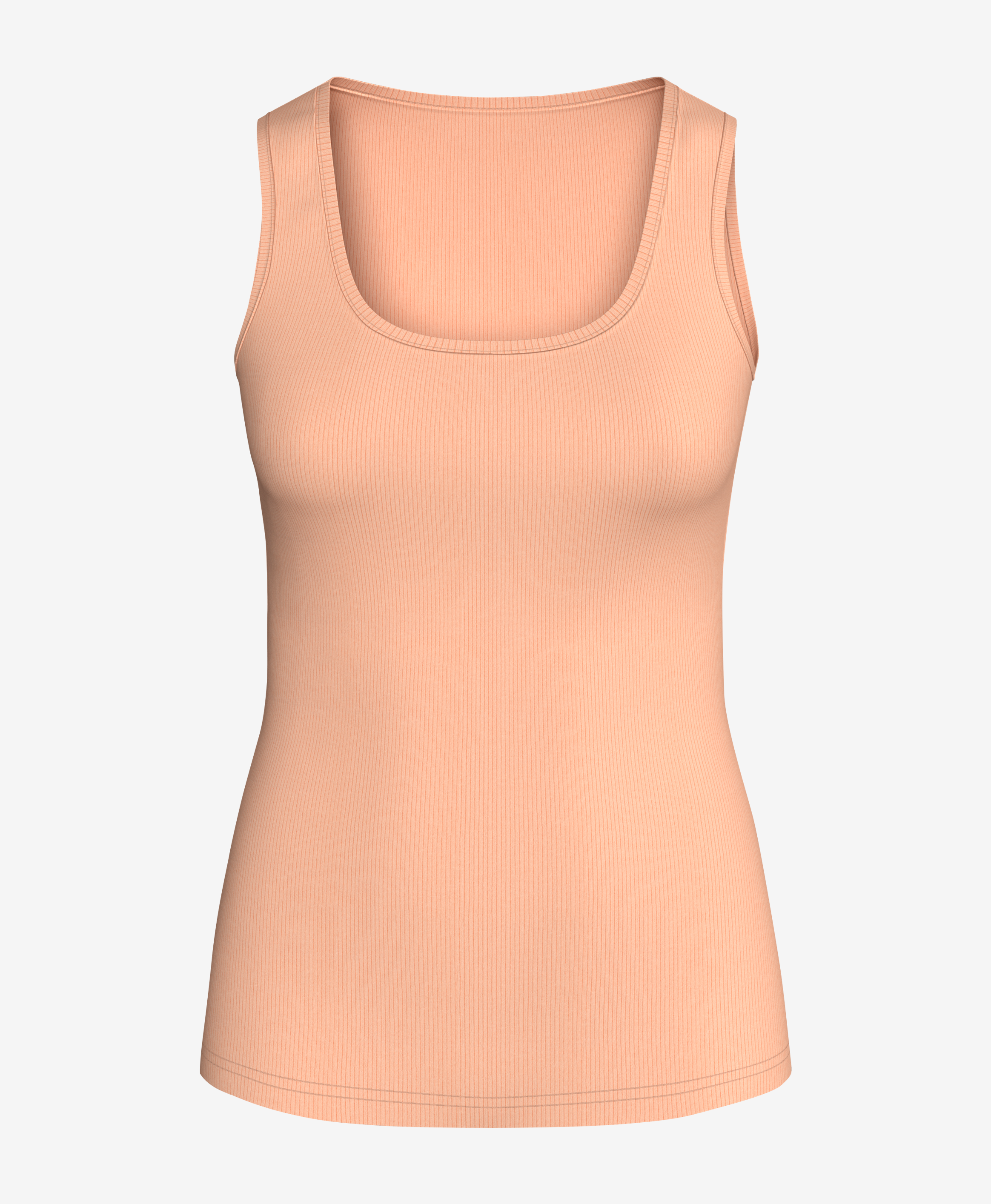 Łososiowa damska koszulka 100% bawełny prążkowana, kolor beżowy, S-XXL