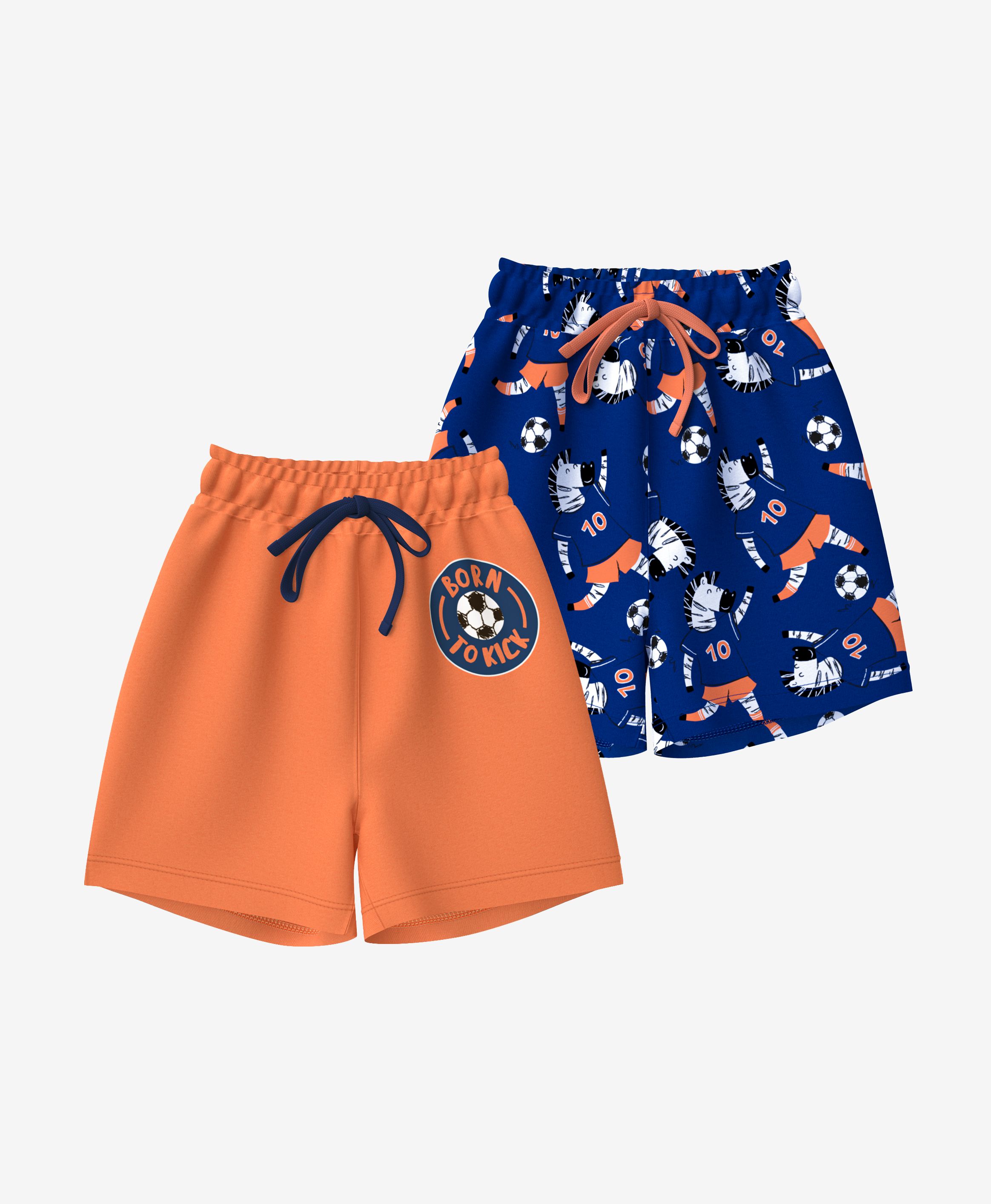 Shorts, 2er-Pack, 100% Baumwolle, für Jungen, orange, 74-98 cm