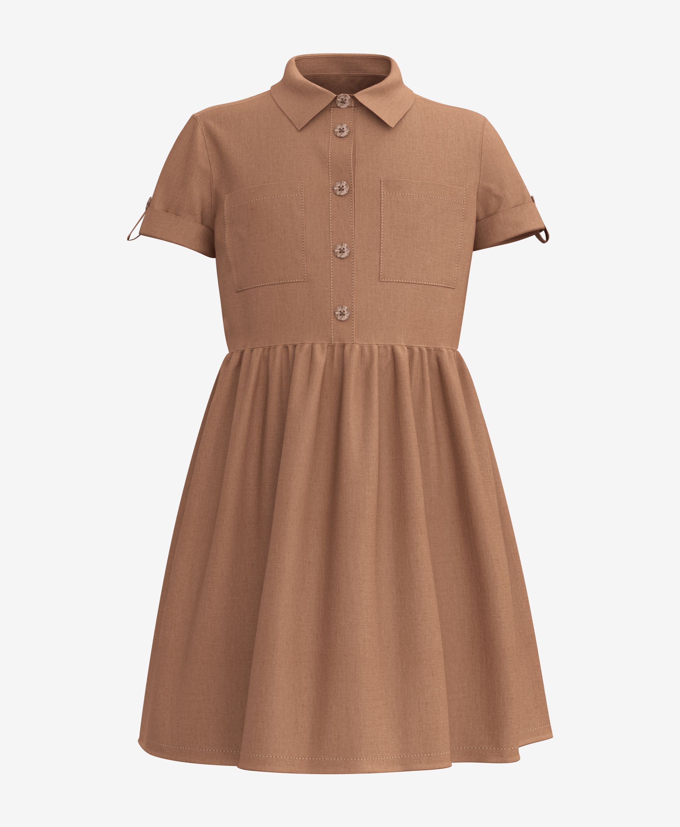 Kleid, 100% Baumwolle, für Mädchen, braun, 104-134 cm