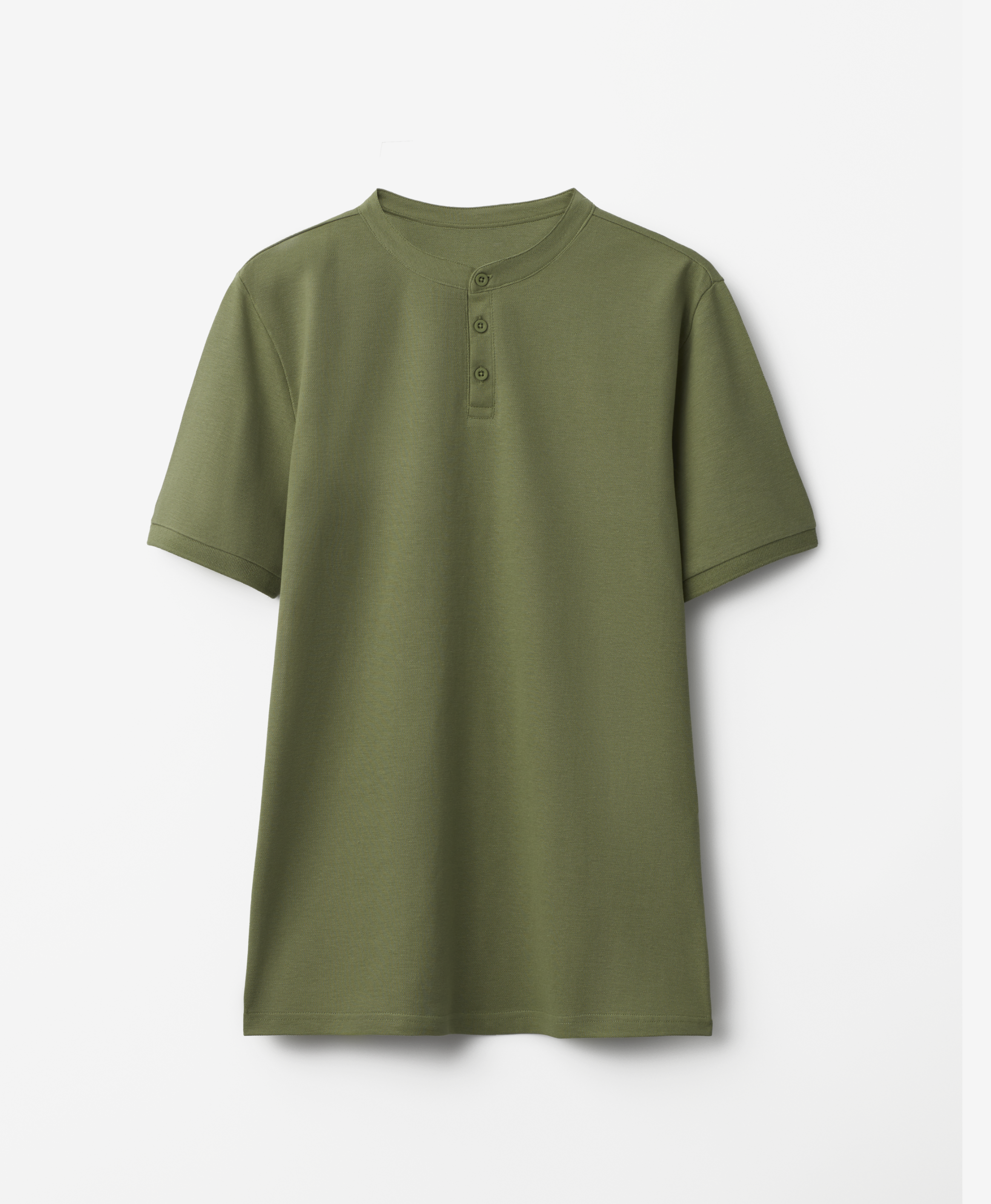Polo-Shirt ohne Kragen für Herren, grün, S-XXL