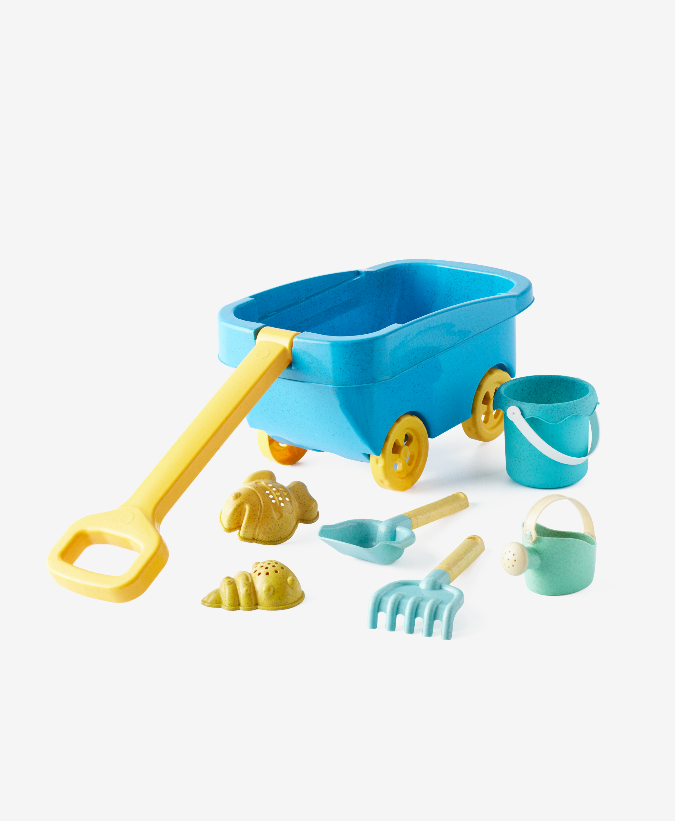 Sandspielzeug-Set, 7-teilig, blau, gelb