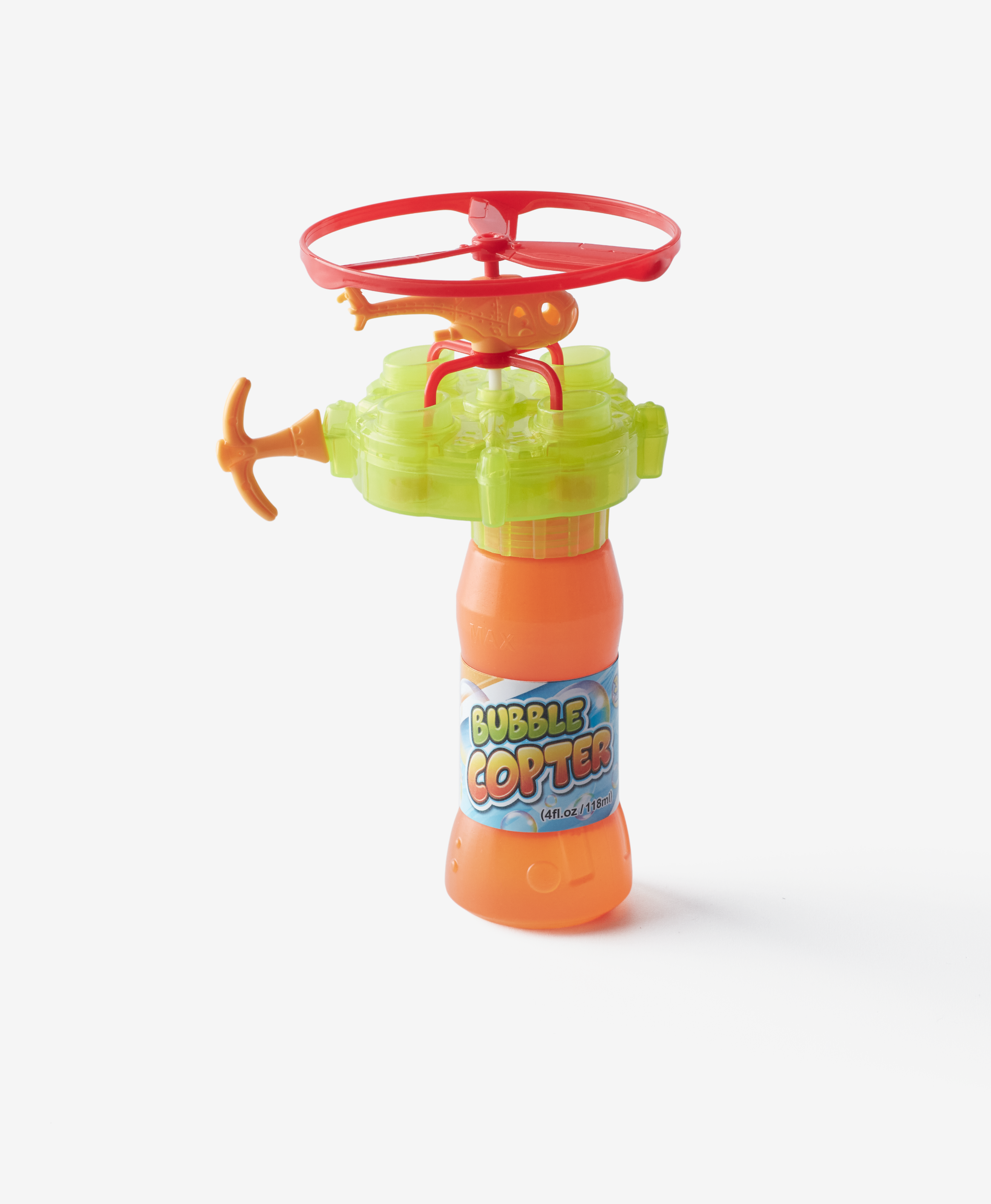 Seifenblasen-Hubschrauber, orange, grün, 110 ml Flüssigkeit