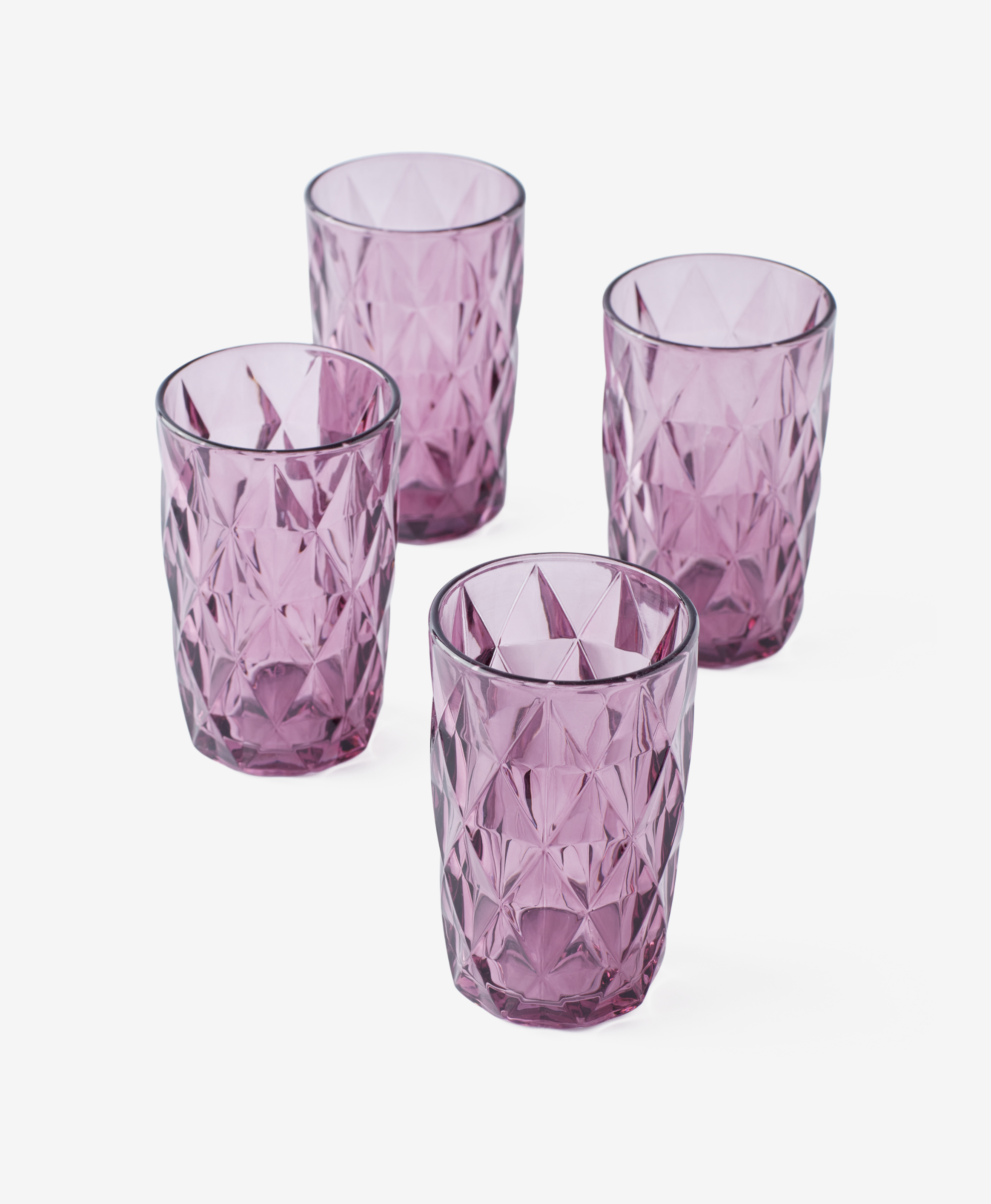Trinkgläser, 4er-Set, mit Prägemuster, violett, Vol. 350 ml