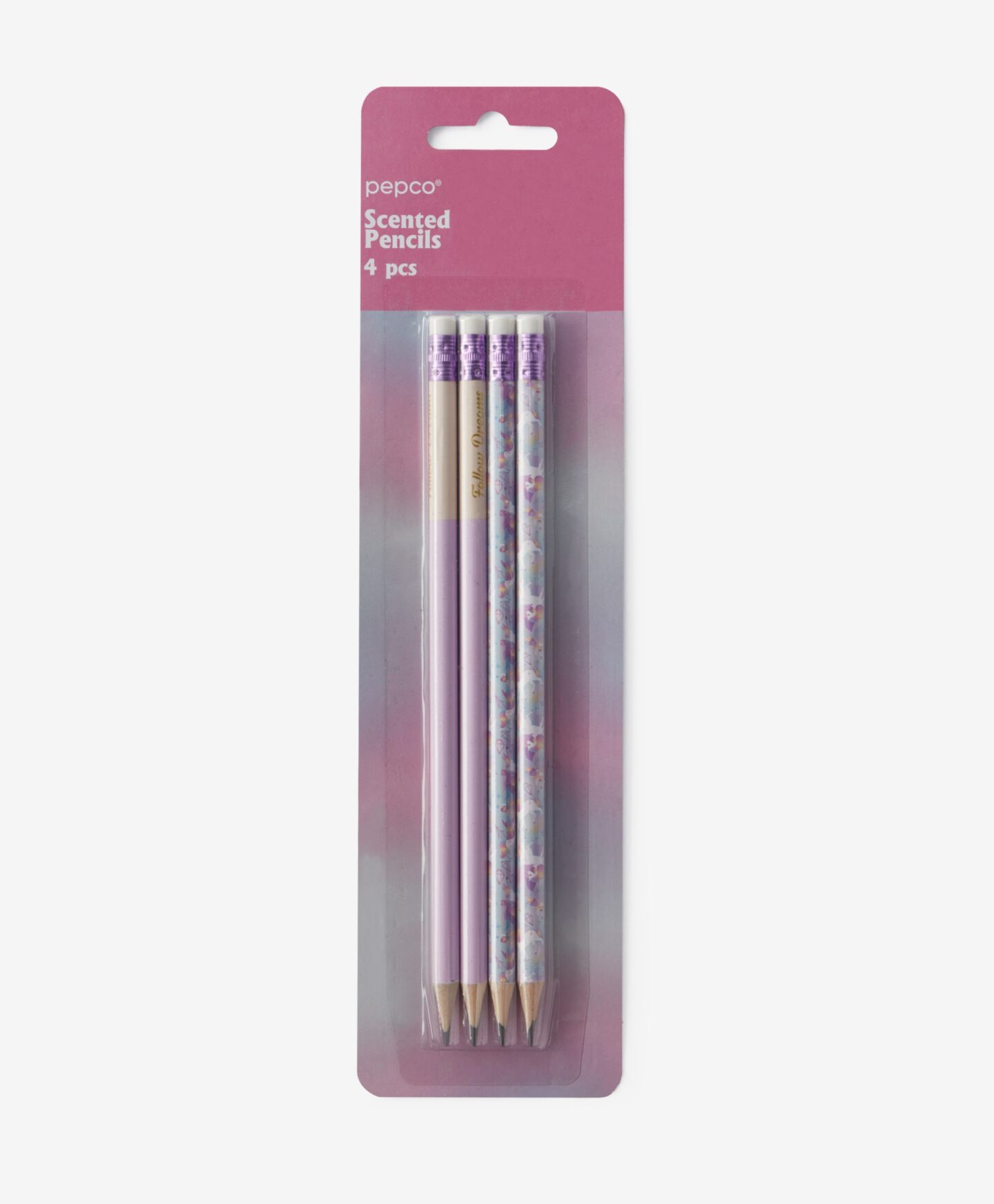 Bleistifte, 4er-Set, mit Radierer, violett