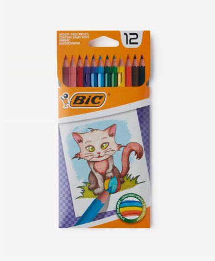 Kredki ołówkowe BiC® 12 szt bezdrzewne, różne kolory