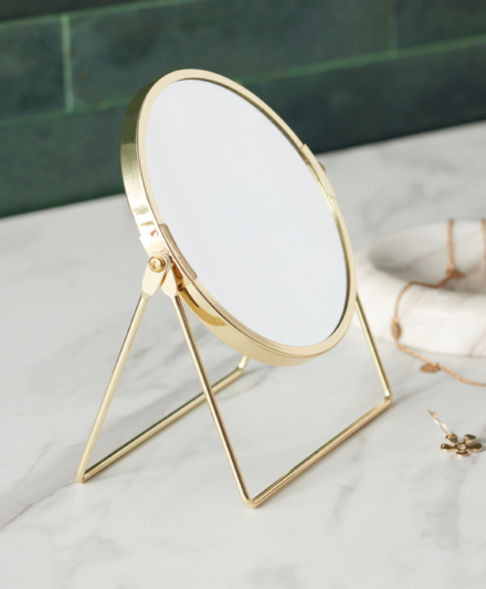 Doppelseitiger Badezimmerspiegel, gold, ø 15,5 cm, Höhe 21 cm