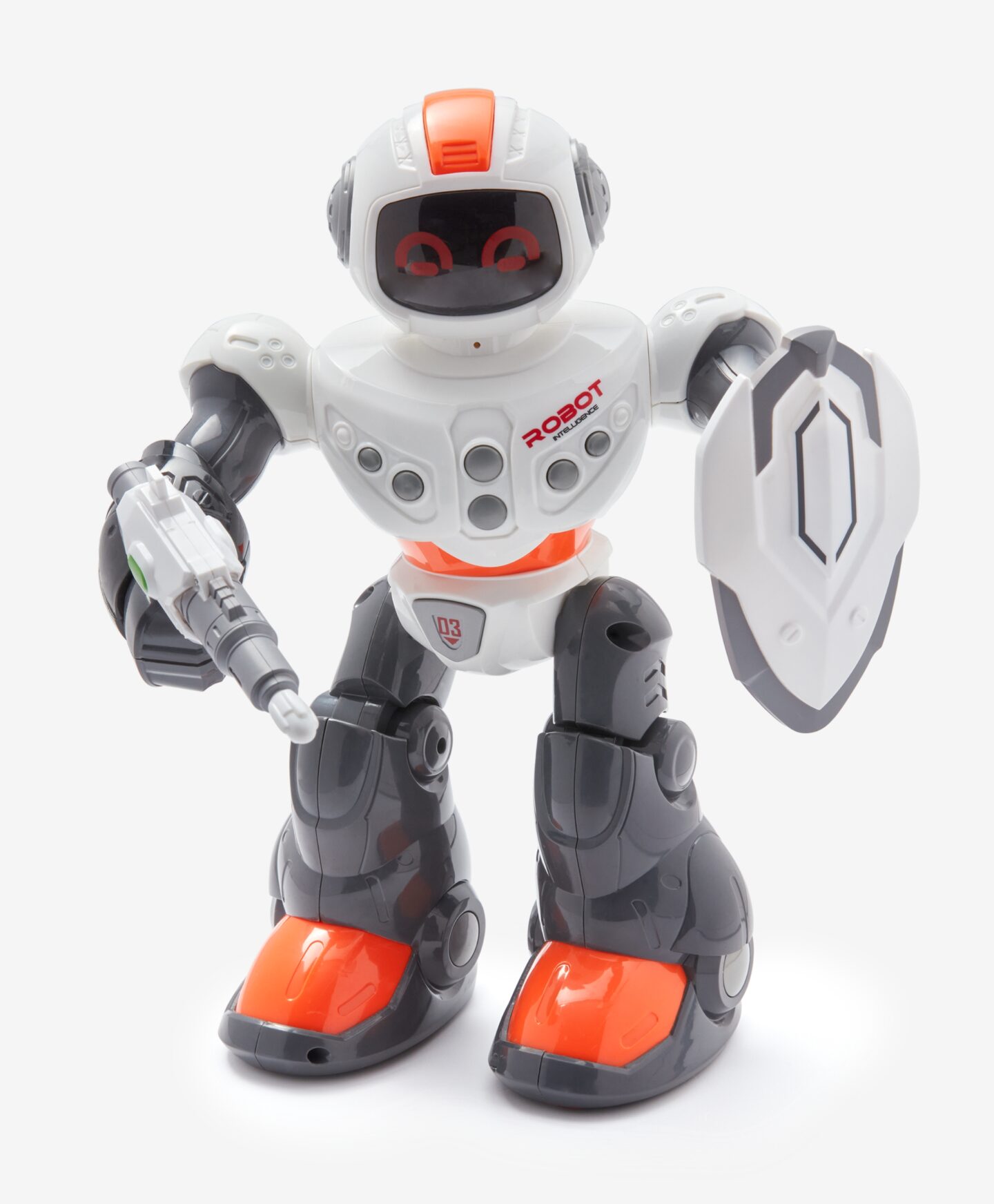 Ρομπότ που λειτουργεί με μπαταρία, με ήχους και φώτα, λευκό, πορτοκαλί, 24,5 x 11 x 30 cm