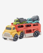 Φορτηγό-γερανός με 2 αυτοκινητάκια από βιοπλαστικό, πράσινο, μπλε, 33,5 x 12 x 19 εκ.