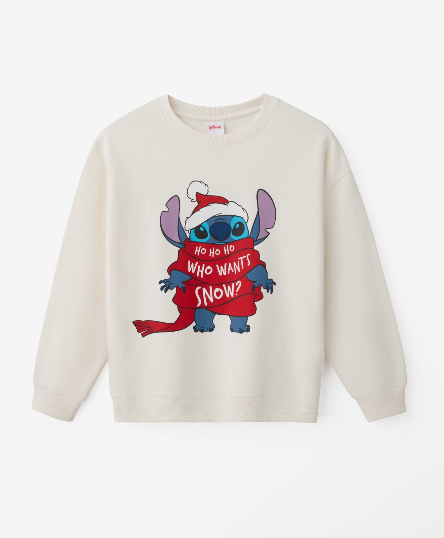 Oversize φούτερ για κορίτσια με άδεια χρήσης Disney Stitch Christmas, χρώμα κρεμ, 134-170