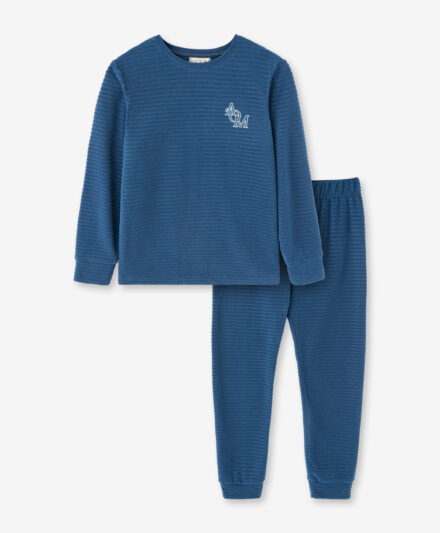 Pijama pentru băieți, de catifea, culoare: albastru, mărimi: 92-128 cm