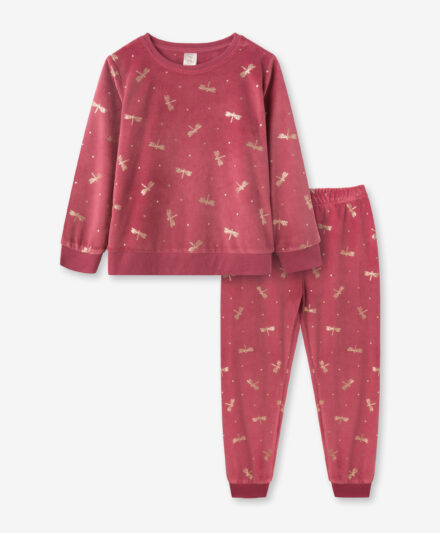Plišana pidžama za devojčice, bordo, 92-128 cm