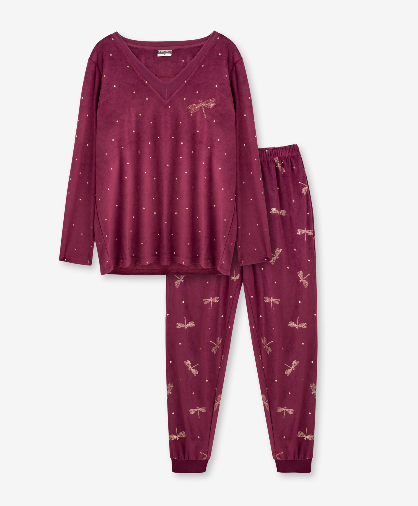 Ženska plišana pidžama, bordo, S-XL