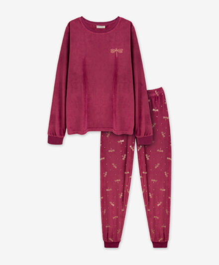 Plišana pidžama za devojčice, bordo, 134-176 cm