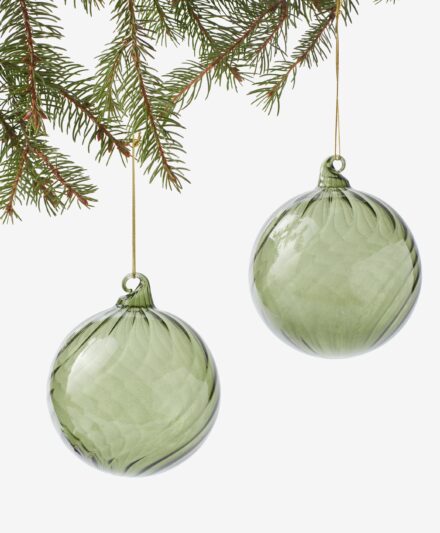 Σετ γυάλινες Χριστουγεννιάτικες μπάλες, 2 τμχ, χρώμα πράσινο, καφέ, ⌀ 10cm
