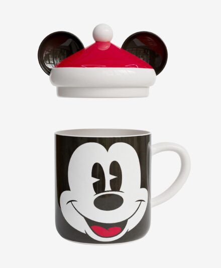 Χριστουγεννιάτικη κούπα με άδεια χρήσης Mickey Mouse με καπάκι με αυτιά, διάφορα χρώματα, 450ml