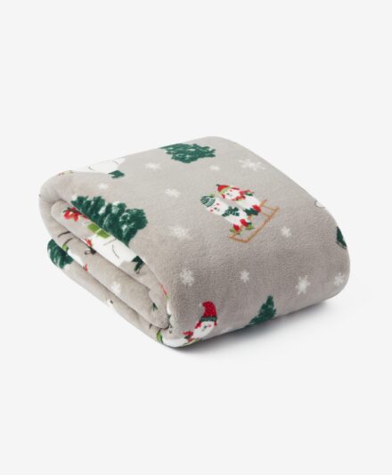 coperta natalizia grigia stampata