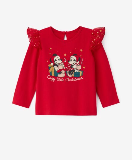 Μακρυμάνικο μπλουζάκι για μωρά με άδεια χρήσης Disney Minnie, χρώμα κόκκινο, 80-98