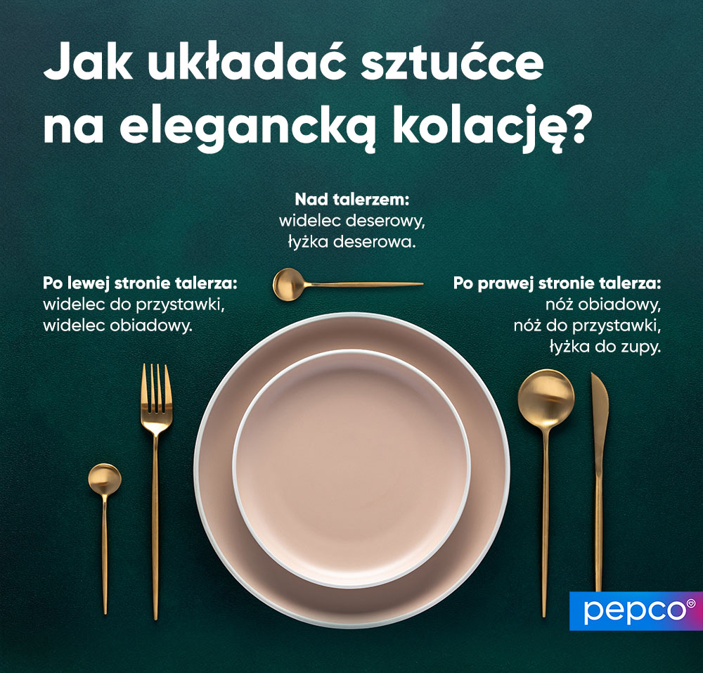 Infografika Pepco Jak układać sztućce na elegancką kolację? 