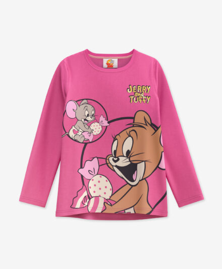 t-shirt bambina tom & jerry rosa