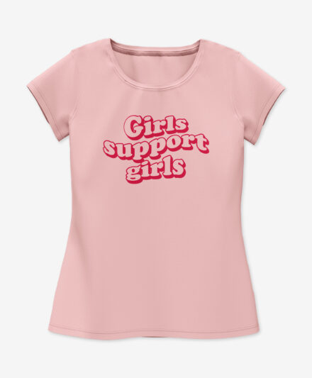 t-shirt rosa con stampa da donna