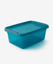 scatola in plastica blu piccola