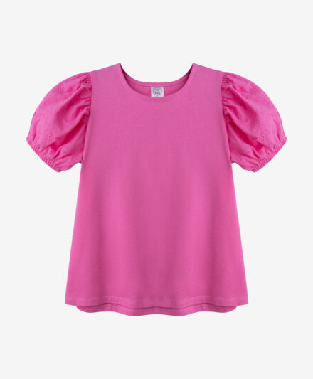 t-shirt bambina in cotone rosa