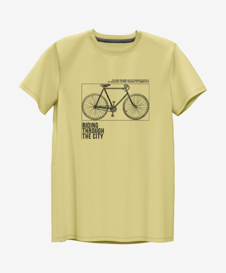 t-shirt da uomo gialla con stampa