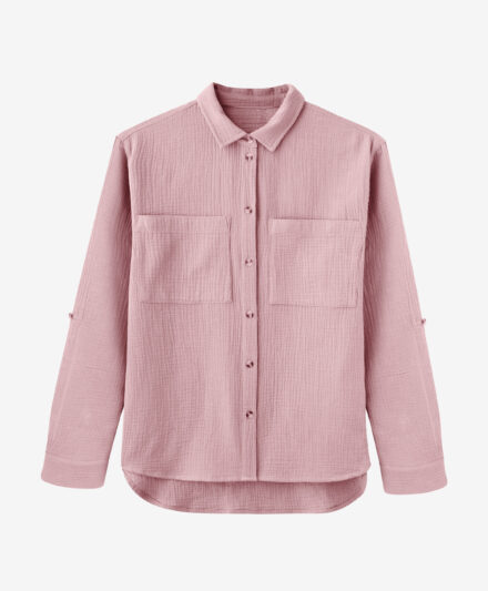 camicia rosa in mussola da donna