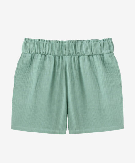 shorts in mussola verde da donna