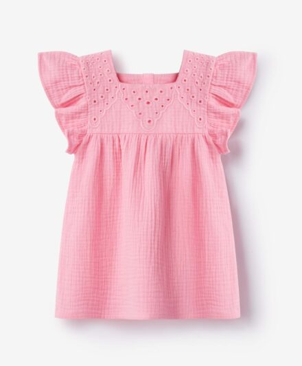 blusa rosa per neonate in cotone