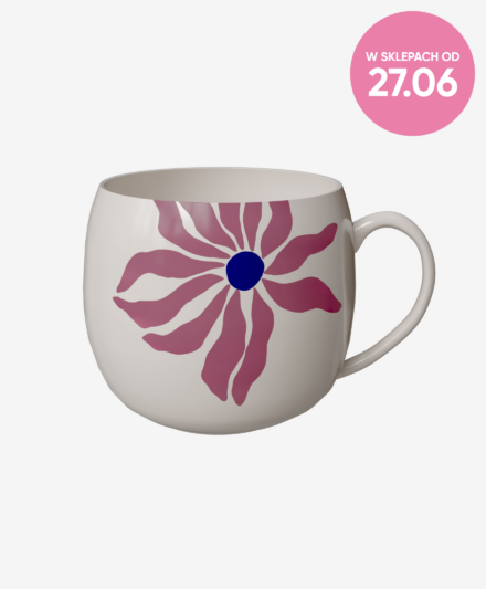 tazza in ceramica rosa e blu