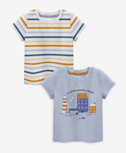set t-shirt neonato blu e marrone