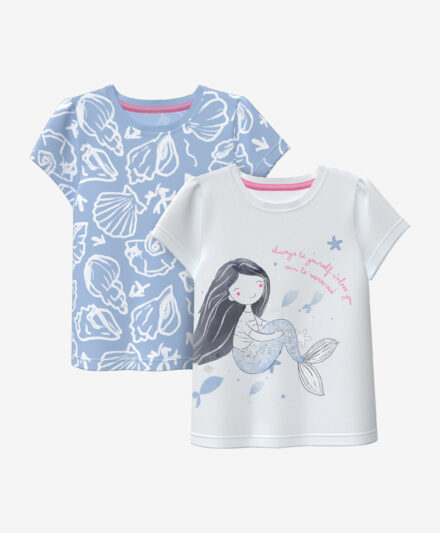 set t-shirt neonata bianche e blu