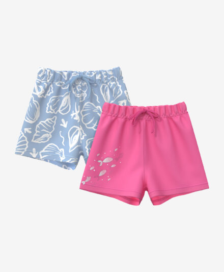 set shorts neonata rosa e blu