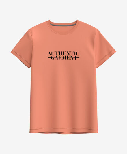 t-shirt arancione con scritta